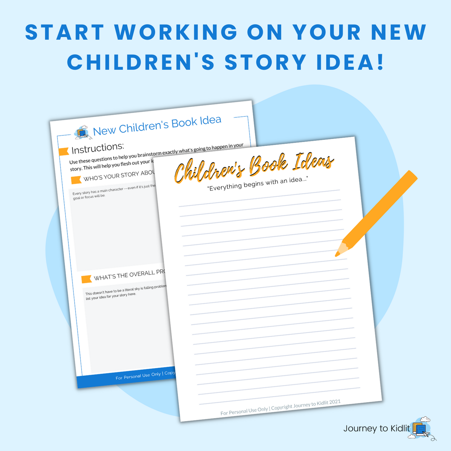 New children's book story idea worksheets