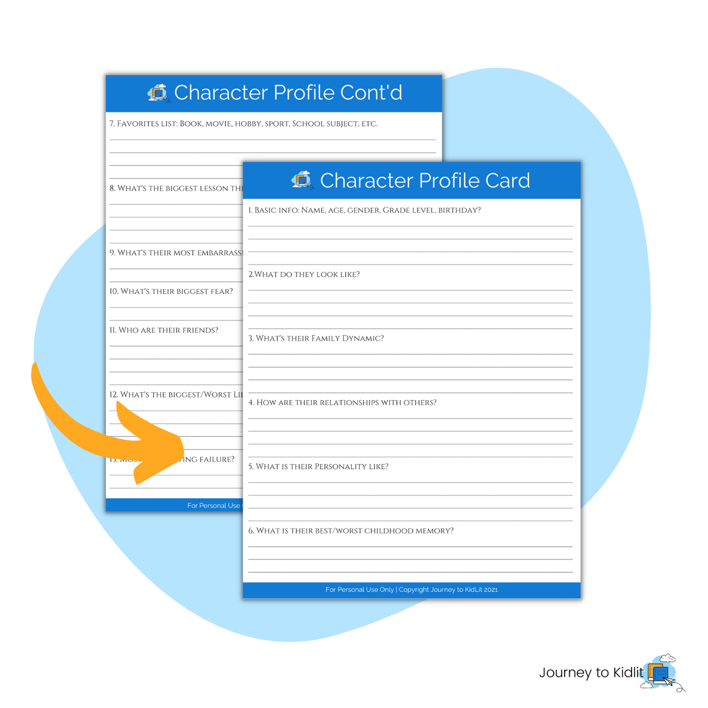 Create a character in your children's book | Children's Book Characters Profile Card