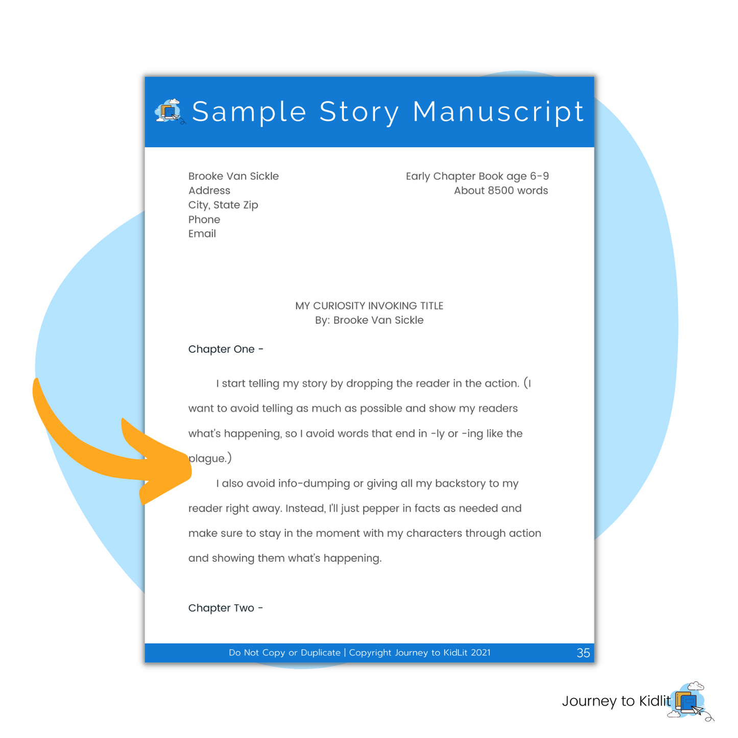 Sample story manuscript for Children's Book Writers to format their stories.